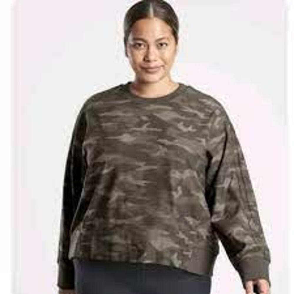 Athleta Farallon Printed Sweatshirt Womens PLUS Size 3X Camo BOCA Black Green